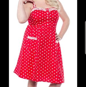 Lindy Bop Corrina red love heart swing dress